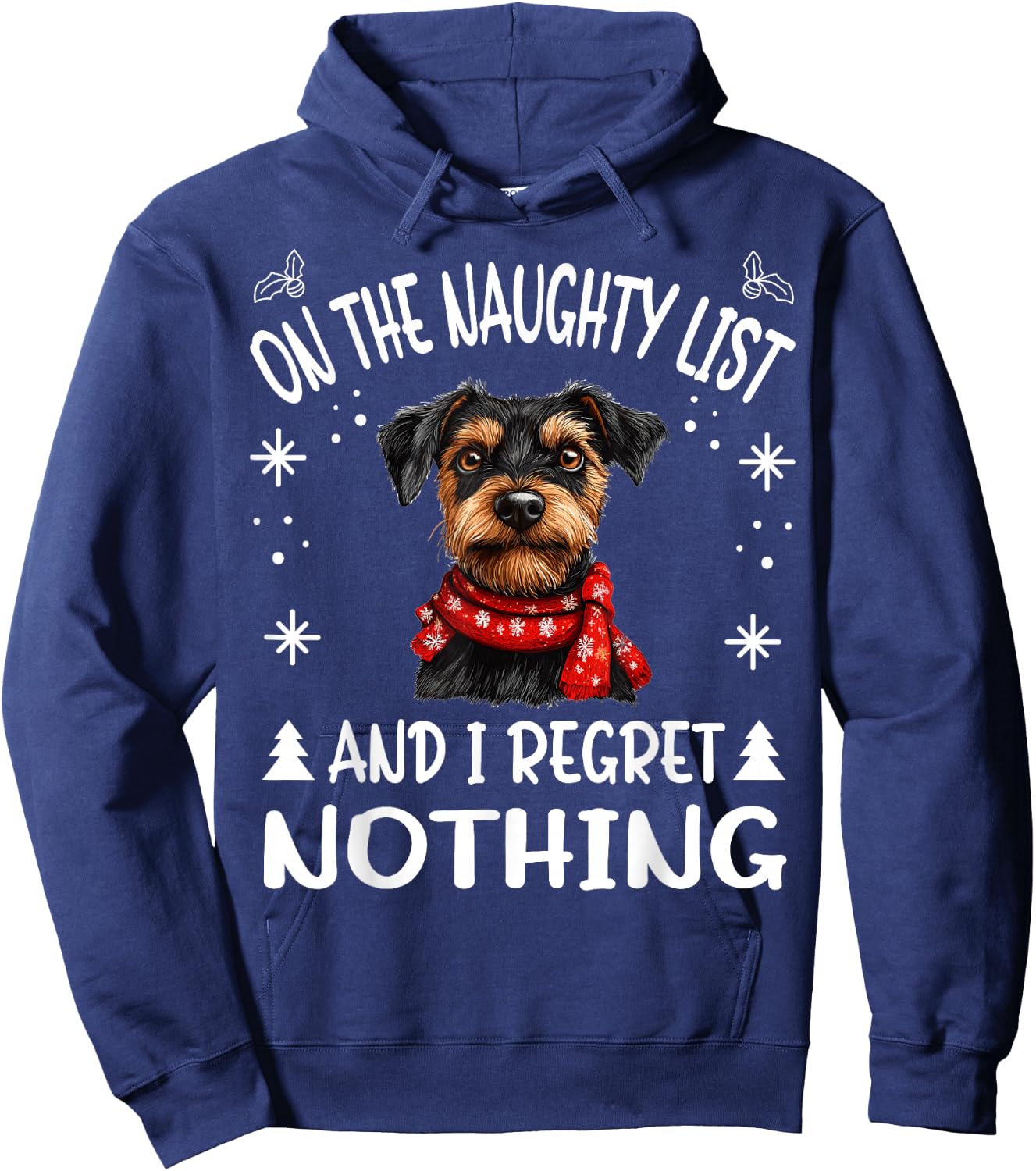 Cute Jagdterrier Dog Christmas On The Naughty List and I Women Hoodie - Hoodie | Navy