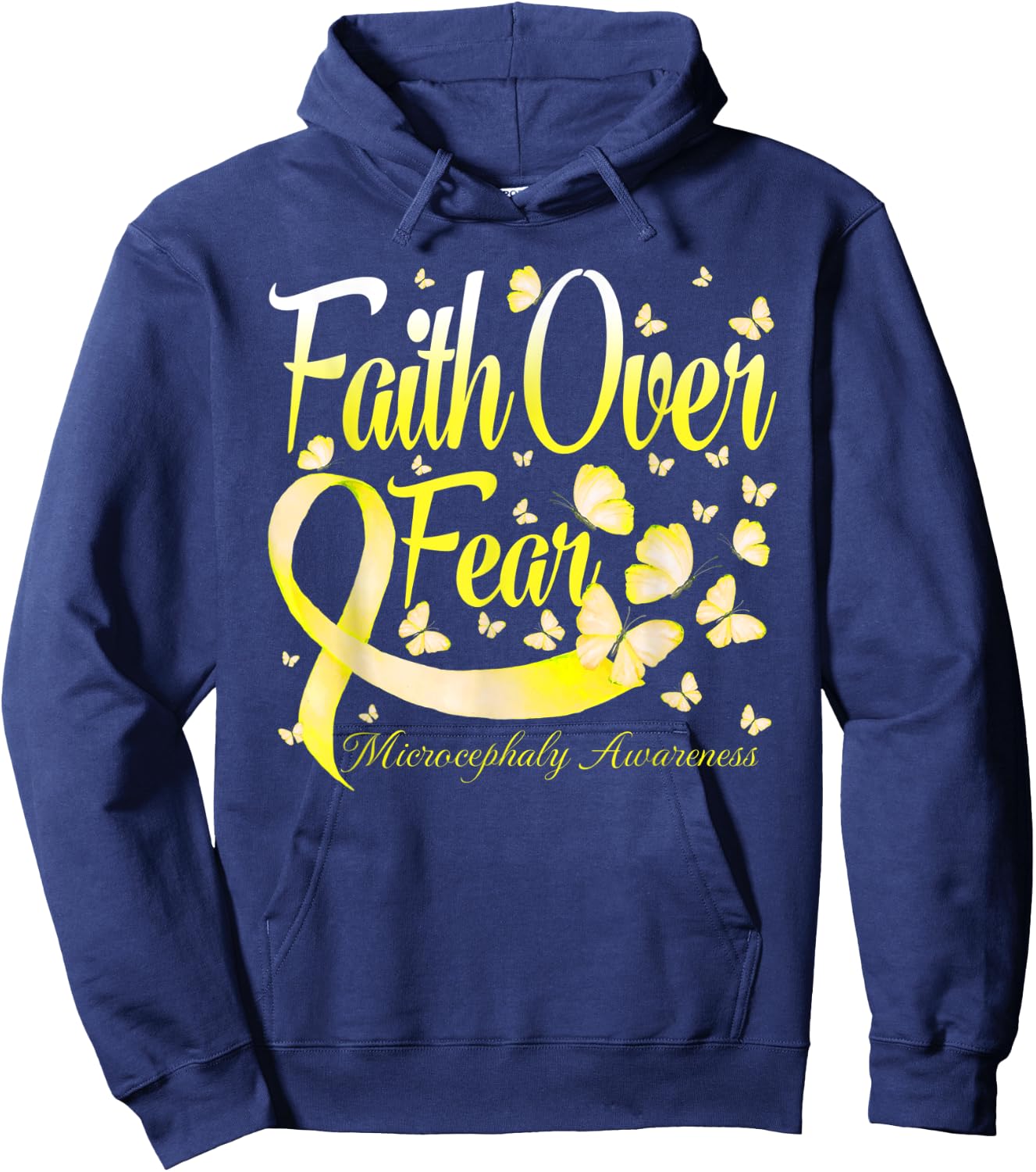Faith Over Fear Microcephaly Awareness Butterfly Hoodie - Hoodie | Navy