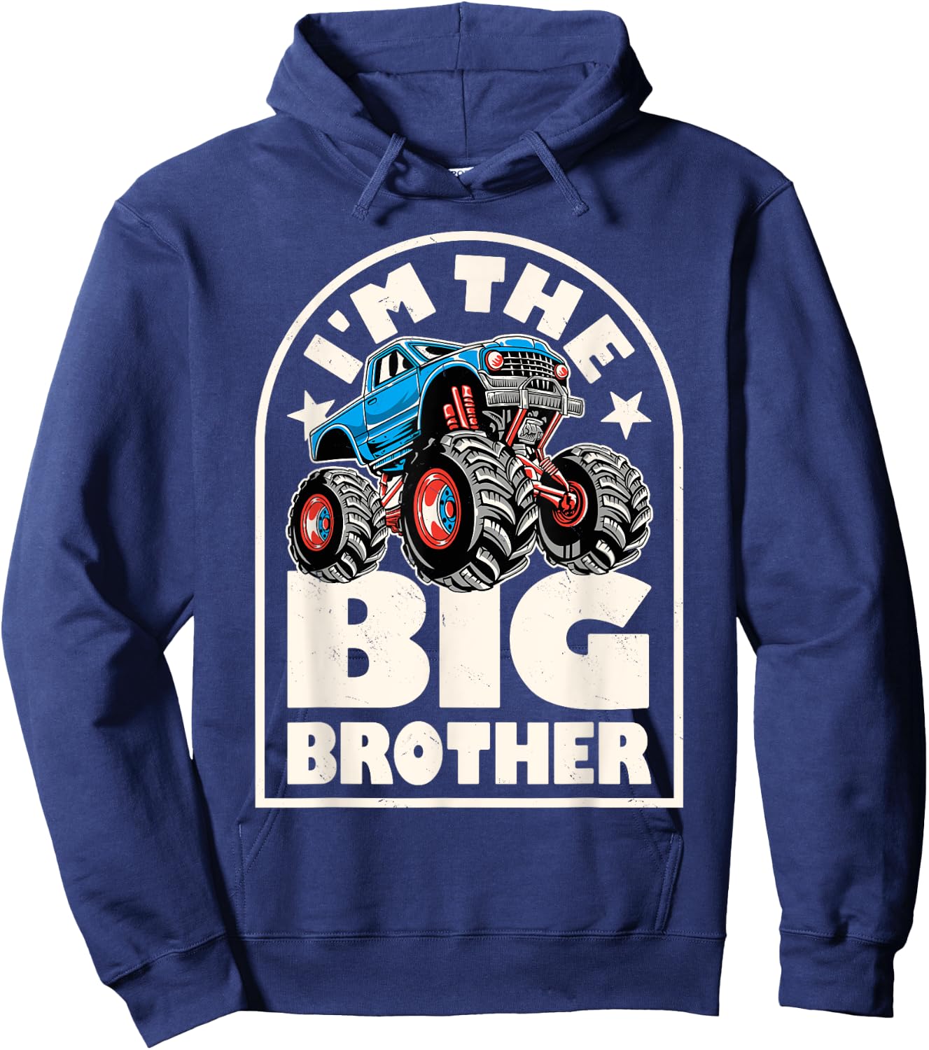 Monster Truck Brother Big Bro Family Matching Retro Racing Hoodie - Hoodie | Navy