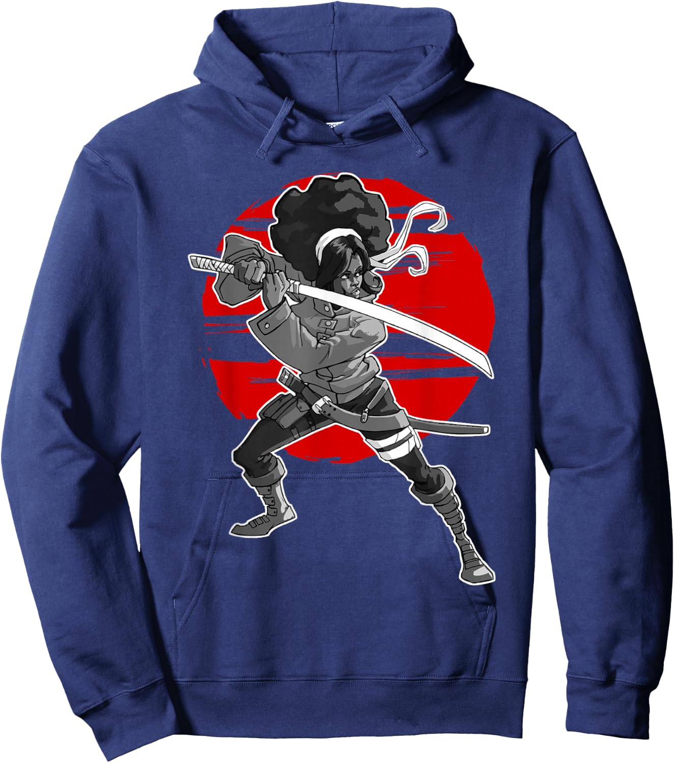 Afro Black Woman Samurai Hoodie - Hoodie | Navy