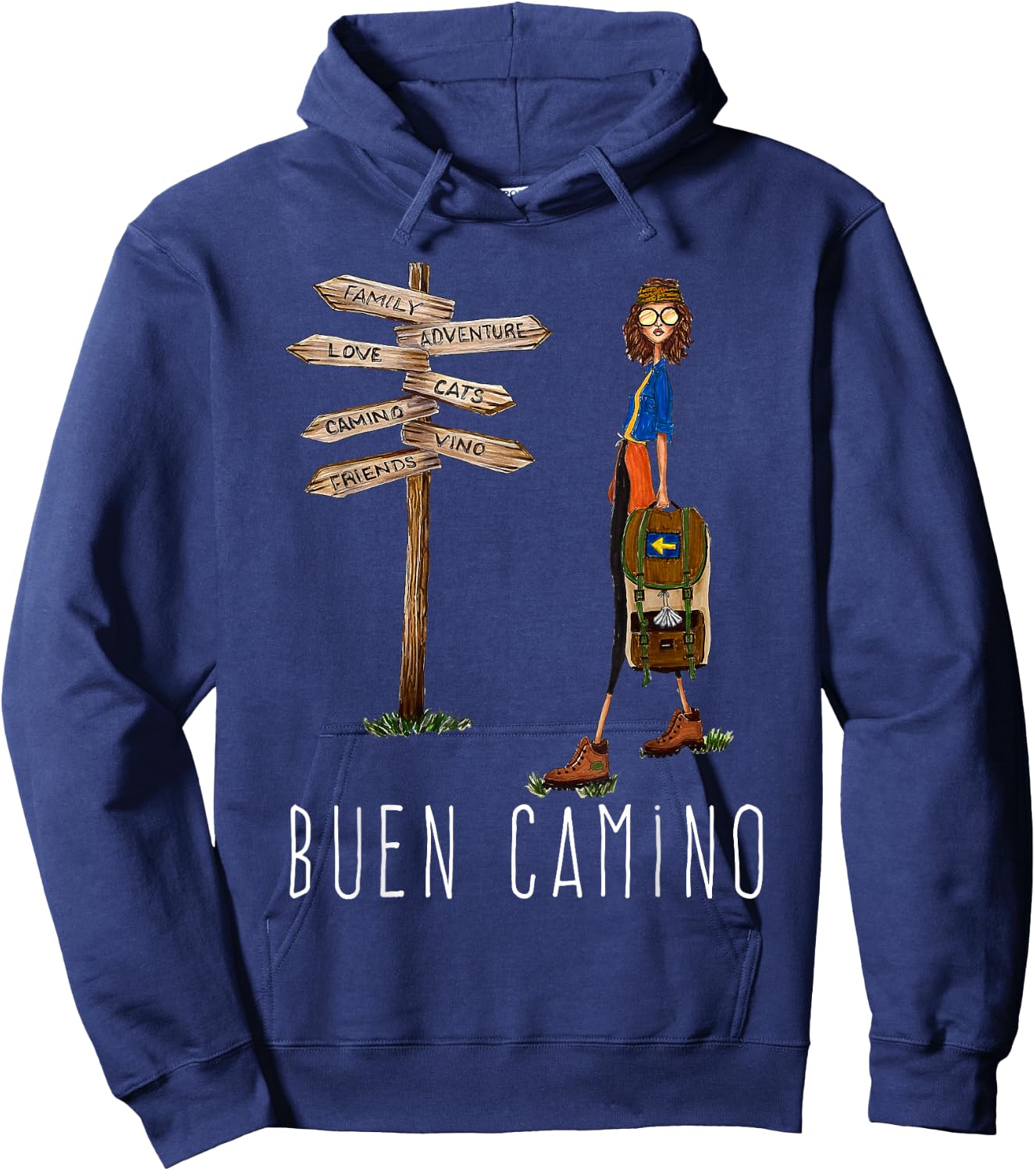 Buen Camino de Santiago Pilgrim Hiking Way of St. James Gift Hoodie - Hoodie | Navy