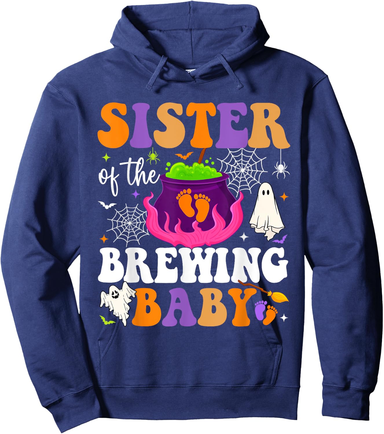 Sister of Brewing Baby Halloween Theme Baby Shower Spooky Hoodie - Hoodie | Navy