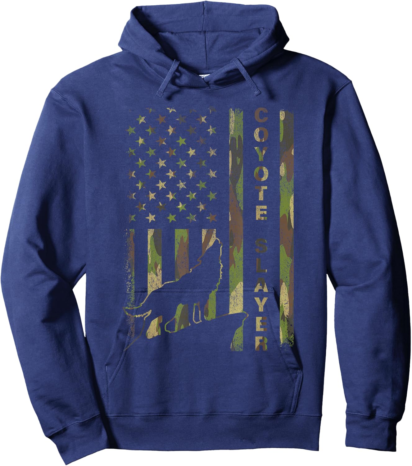 Hunter Camo American Flag Coyote Slayer Hunting Lovers Hoodie - Hoodie | Navy