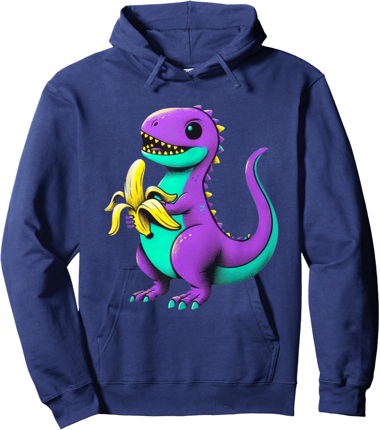 Funny Thesaurus Dinosaur eating a banana Hoodie - Hoodie | Navy