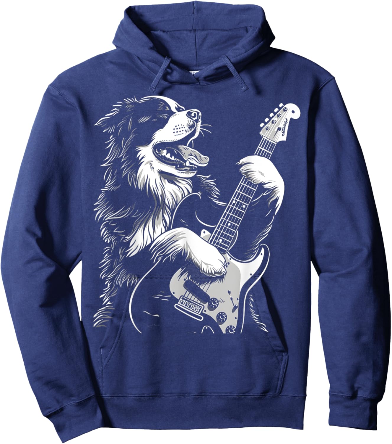 Bernese Mountain Dog Playing Electric Guitar Rock Dog Dad Women Kids Hoodie - Hoodie | Navy