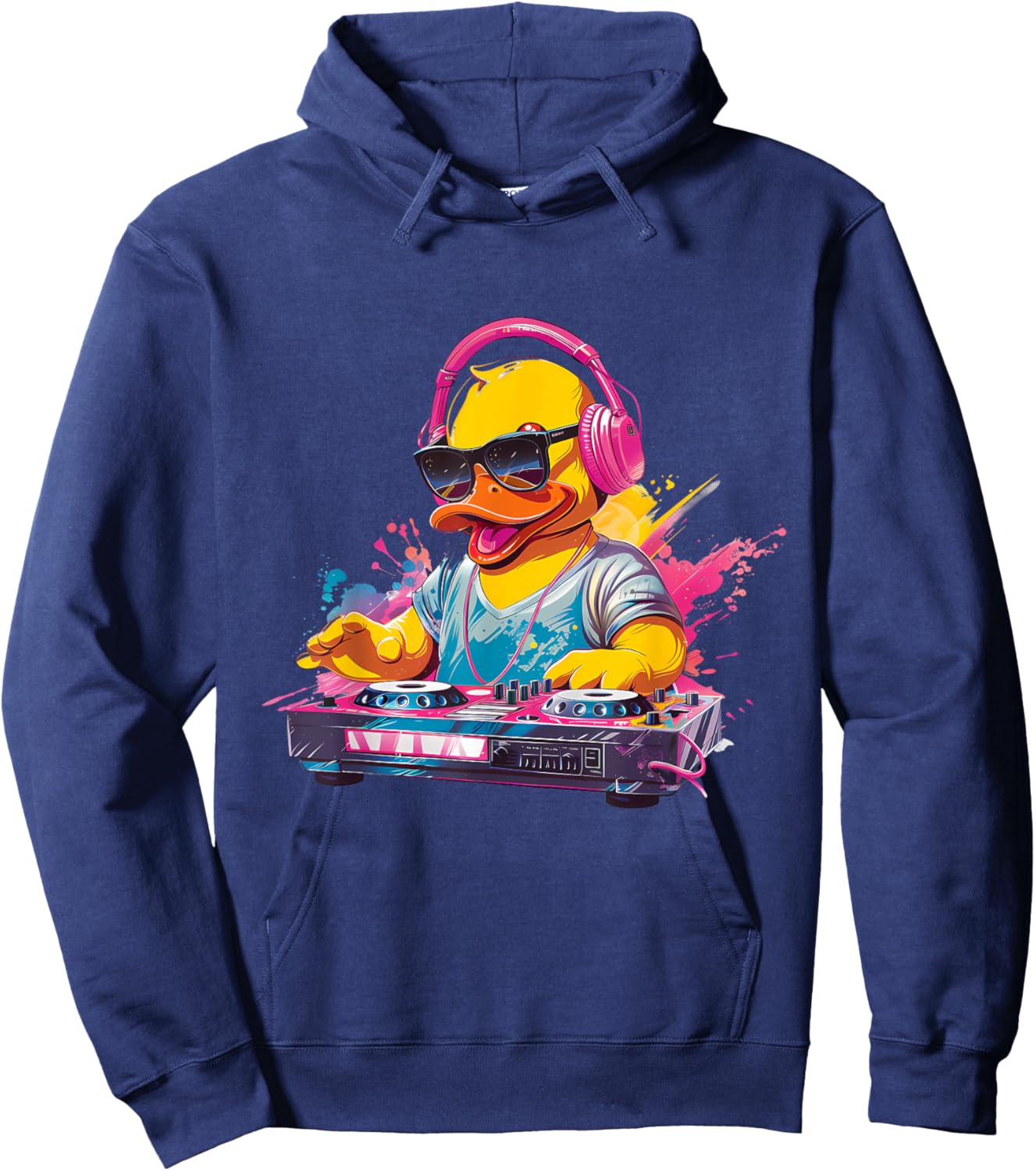 Rubber Duck Turntable DJ Watercolor Music DJ Rubber Duckie Hoodie - Hoodie | Navy