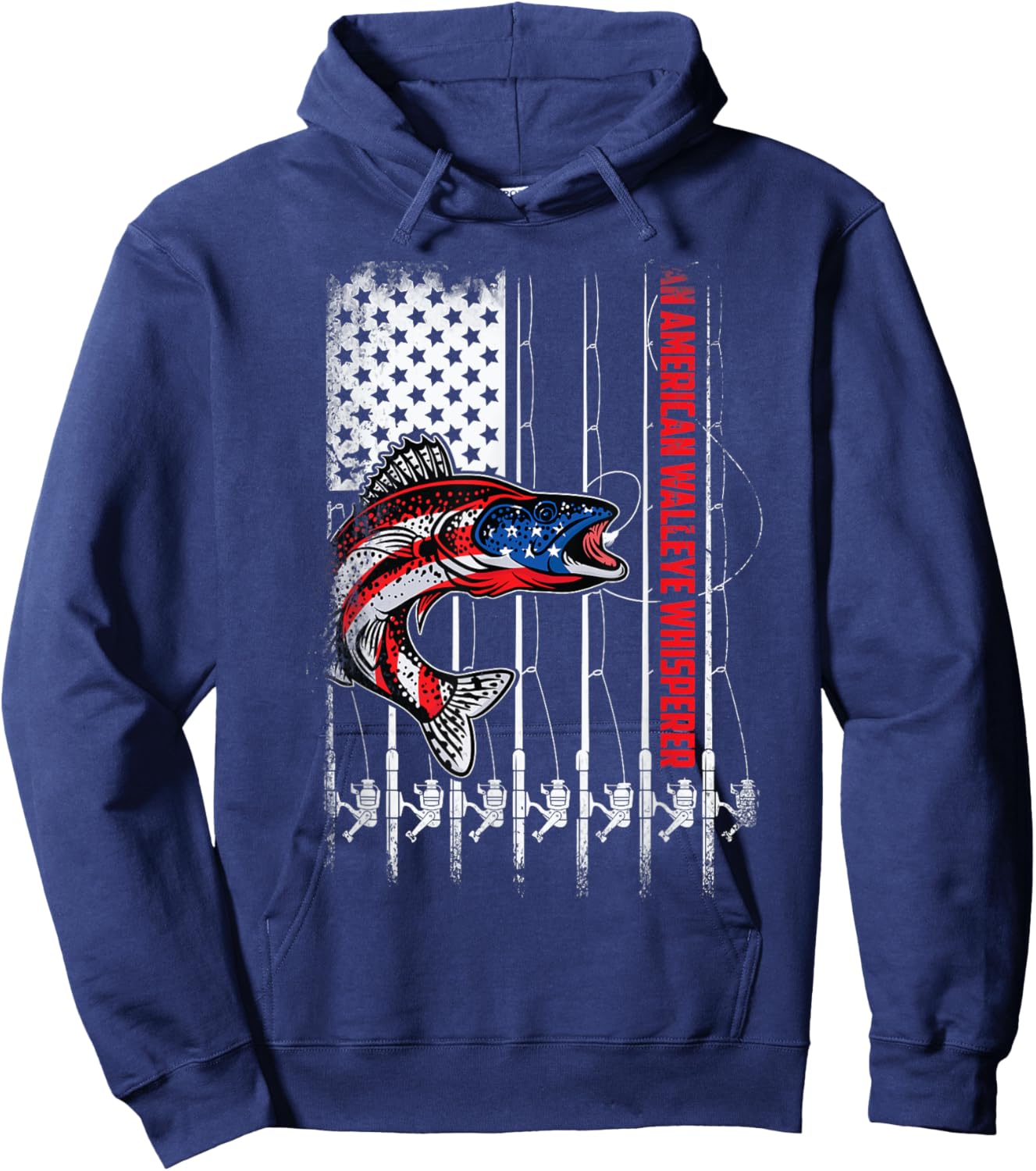 Patriotic anglers American walleye whisperer fisherman Hoodie - Hoodie | Navy