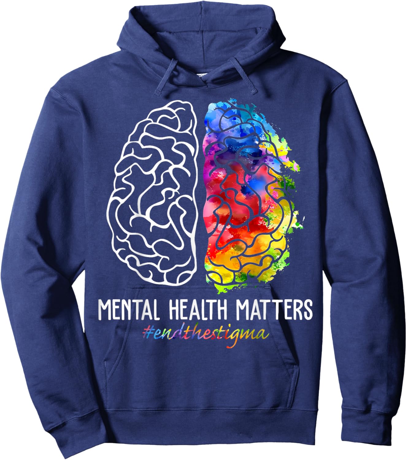 End The Stigma Mental Health Matters Mental Health Awareness Hoodie - Hoodie | Navy