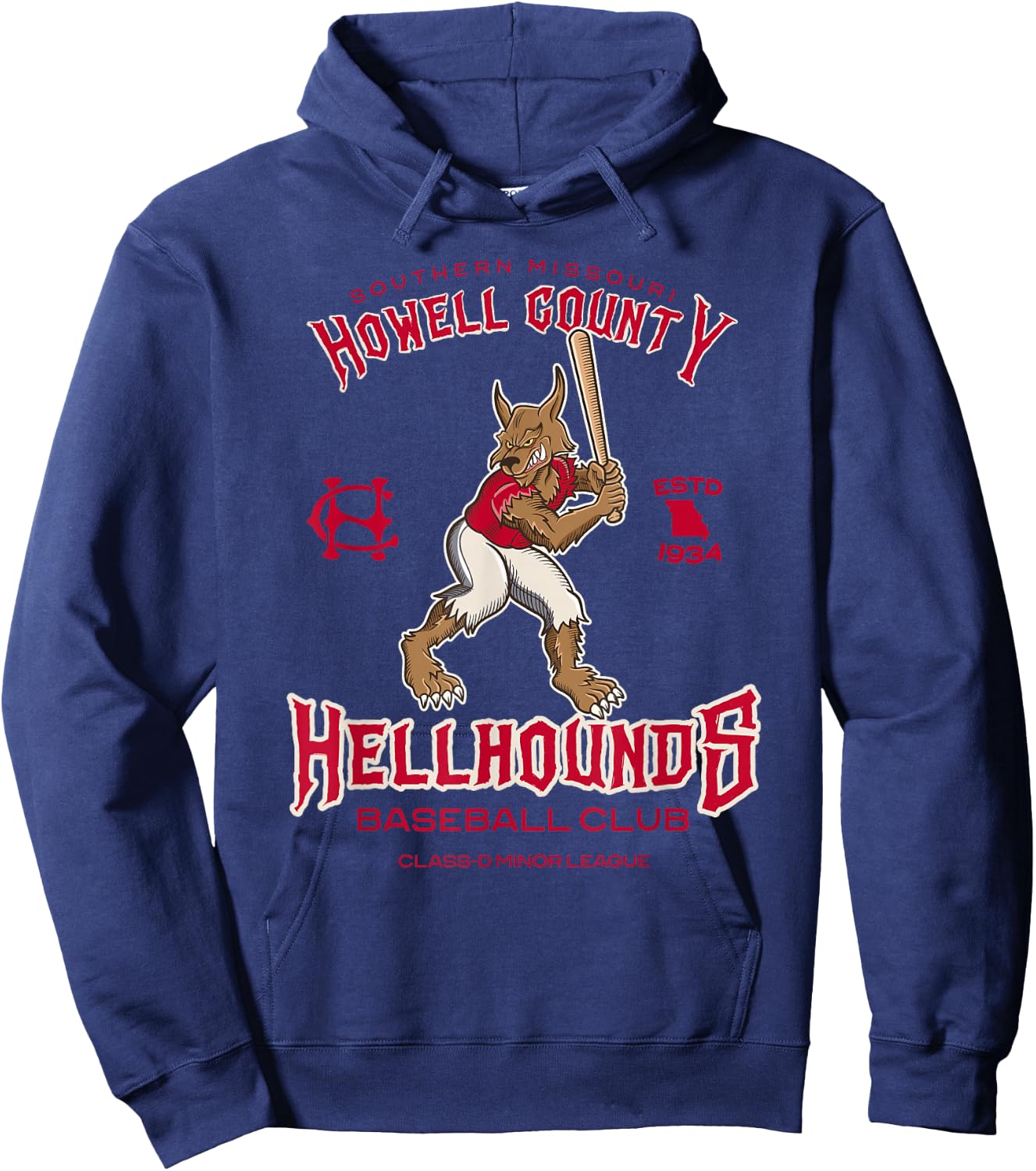 Howell County Hellhounds Minor League Retro Baseball Team Hoodie - Hoodie | Navy