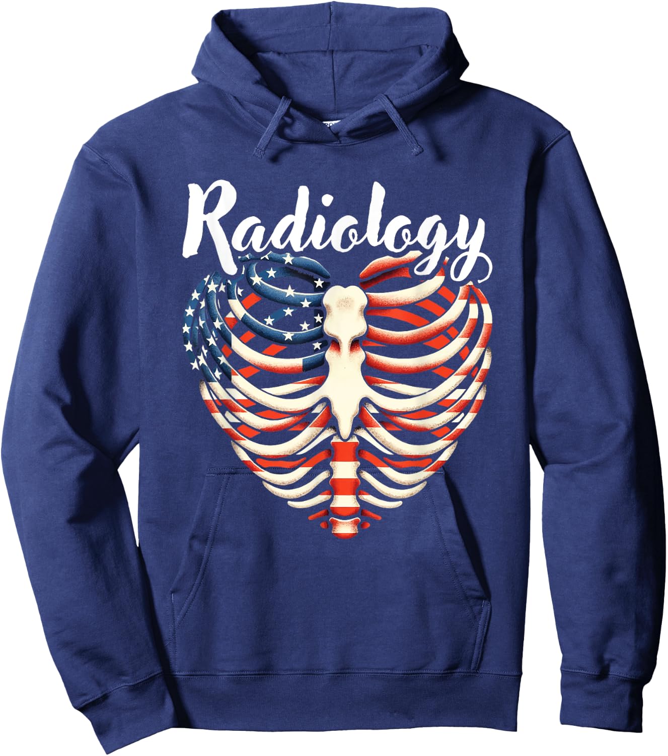 Radiology Ribcage Heart American Flag Radiologic Technology Hoodie - Hoodie | Navy