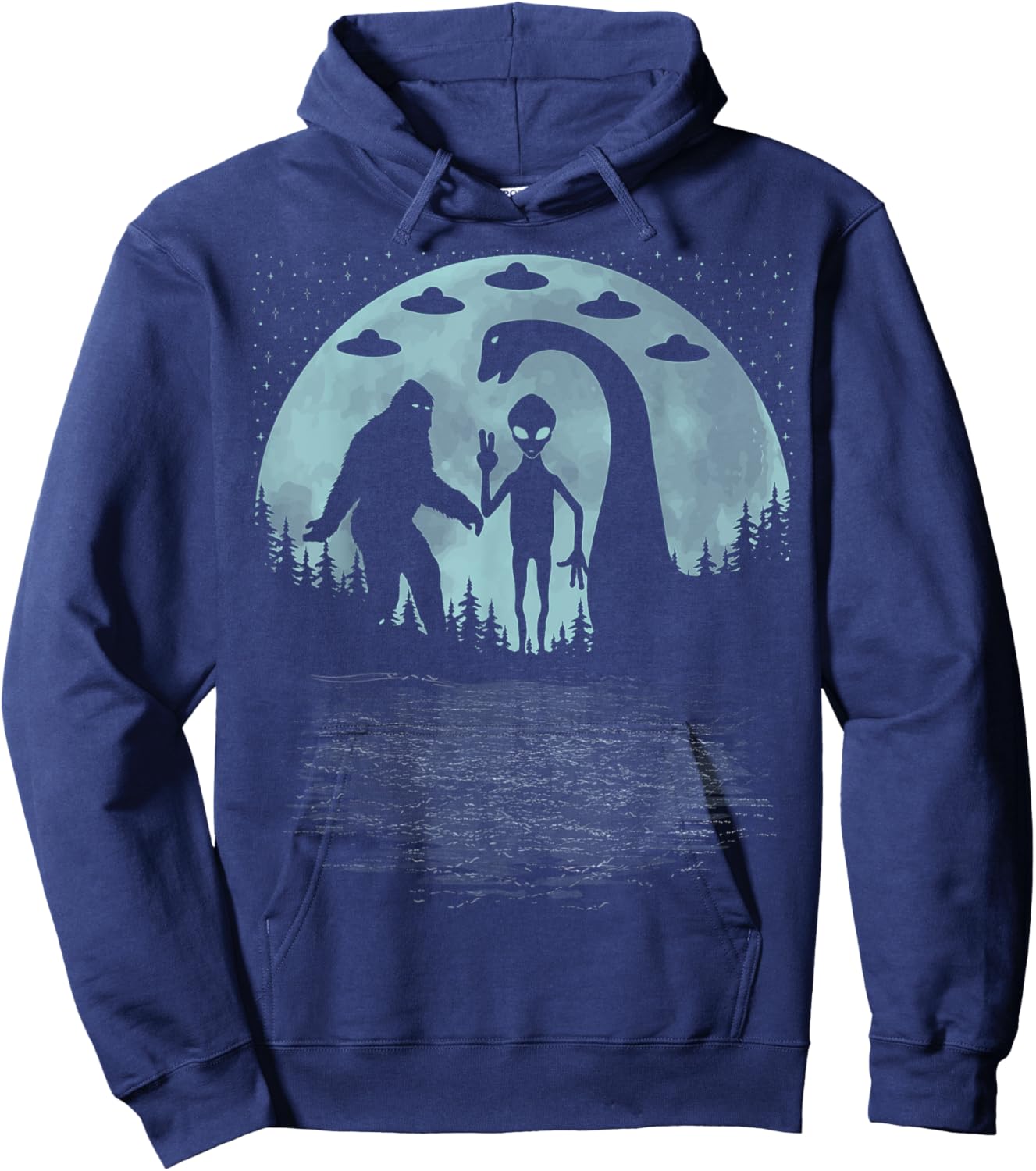Bigfoot Loch Ness Monster Sasquatch Ufo Nessie And Aliens Hoodie - Hoodie | Navy