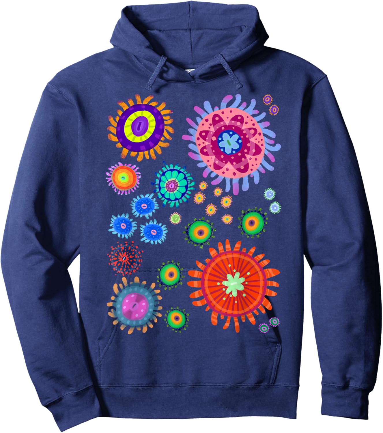 Tropical Zoanthid Saltwater Flower Polyp Coral Reef Pattern Hoodie - Hoodie | Navy