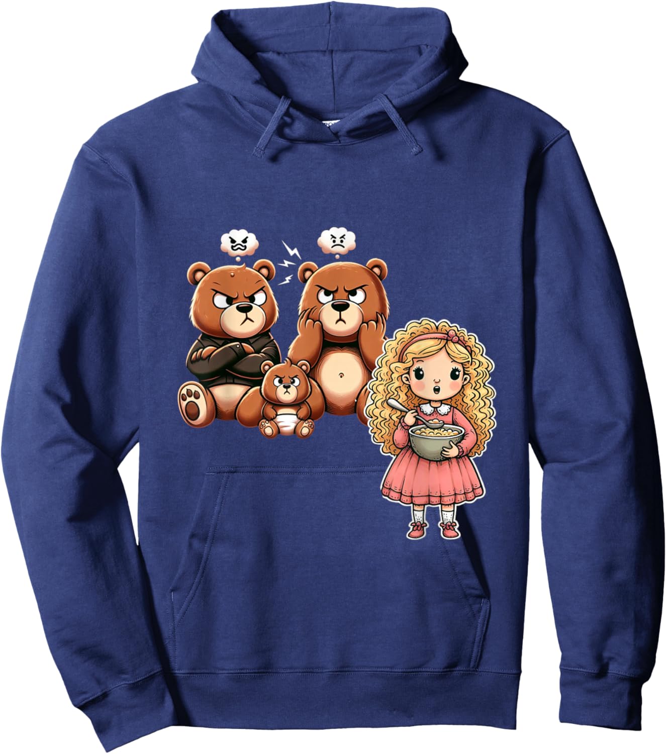 goldilocks and the three bears, annoyed Momma, Papa and Baby Hoodie - Hoodie | Navy