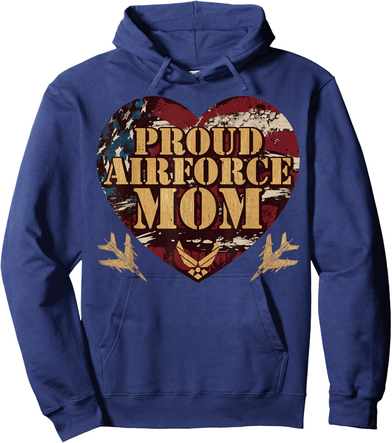 Proud Air Force Mom Army Military Mom Mother's Day Hoodie - Hoodie | Navy