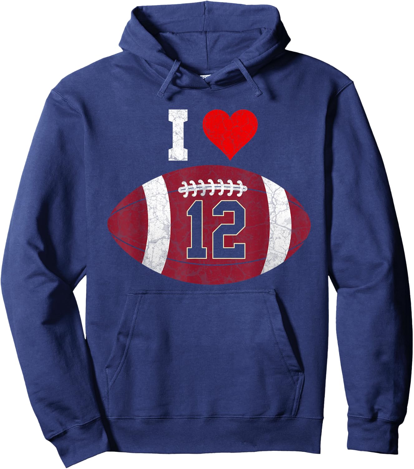 Football Number #12 Football Lover Gift Vintage Retro Hoodie - Hoodie | Navy