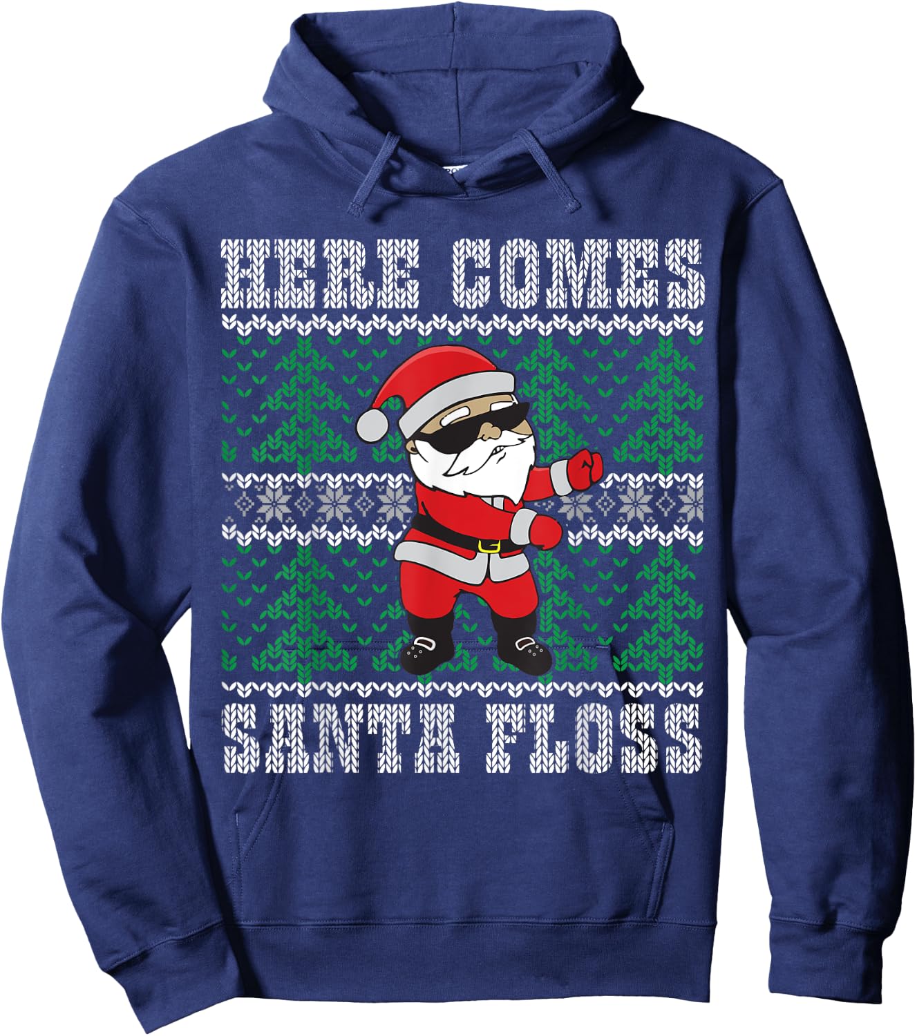 Santa Floss Dance - Ugly Christmas Sweater Kids Gift Hoodie - Hoodie | Navy