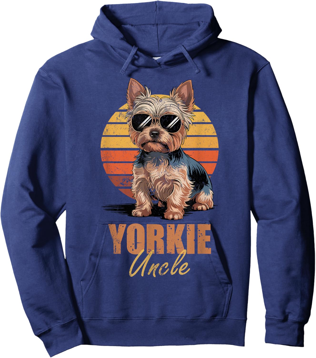 Cool Retro Yorkie Uncle Funny Vintage Dog Lovers Hoodie - Hoodie | Navy