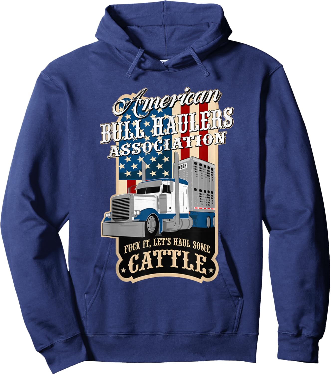 American Bull Haulers Association Men's Black Cotton Polyester Blend Short Sleeve , Small Hoodie - Hoodie | Navy