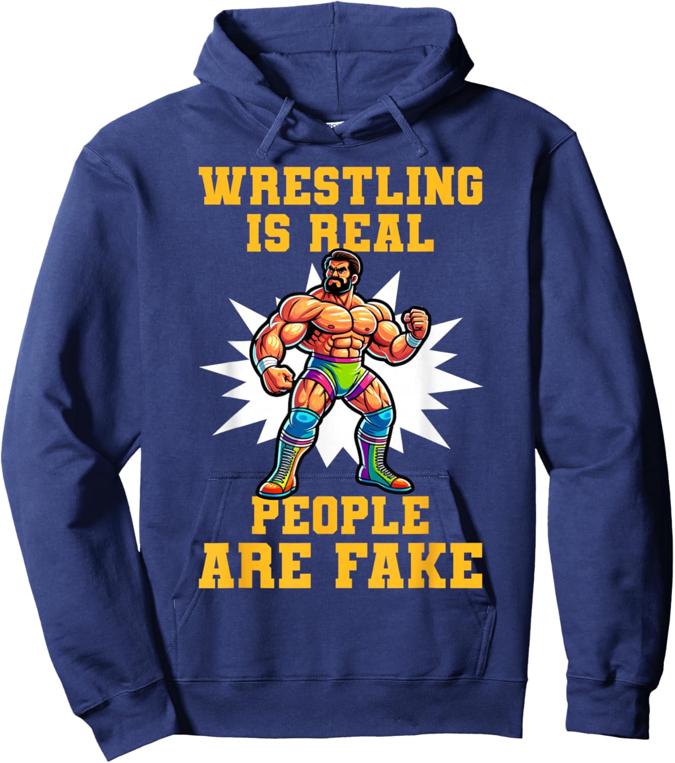 Powerhouse Pro Wrestling Apparel Pro Wrestling Champ Vintage Retro Distressed Wrestler Design Hoodie - Hoodie | Navy