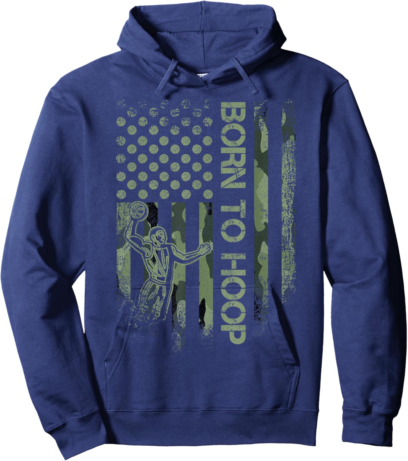 Vintage USA Camouflage Born To Hoop - Basketball Player Love Hoodie - Hoodie | Navy