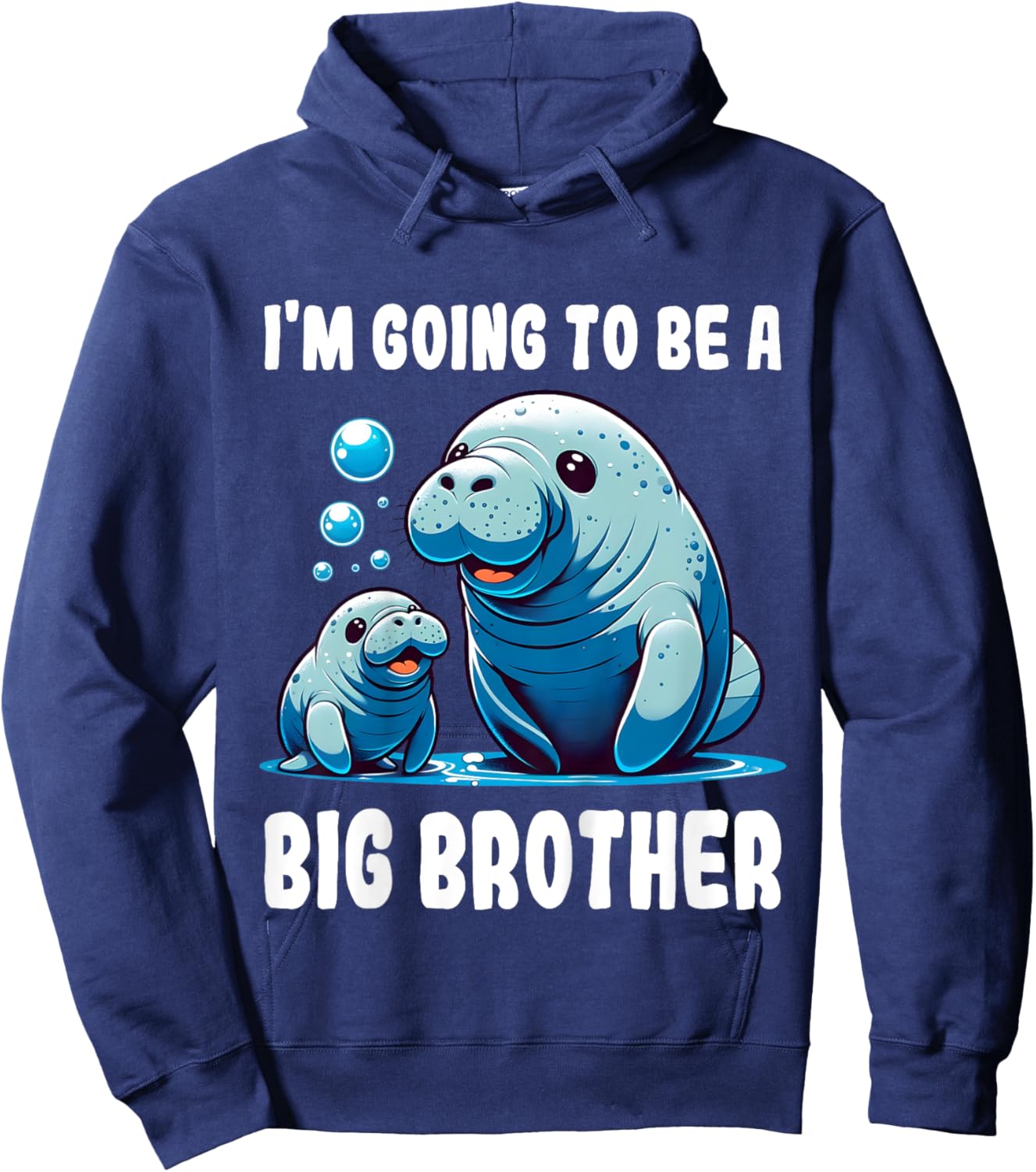 Kids Big brother manatee manatee I'm going to be big brother Hoodie - Hoodie | Navy