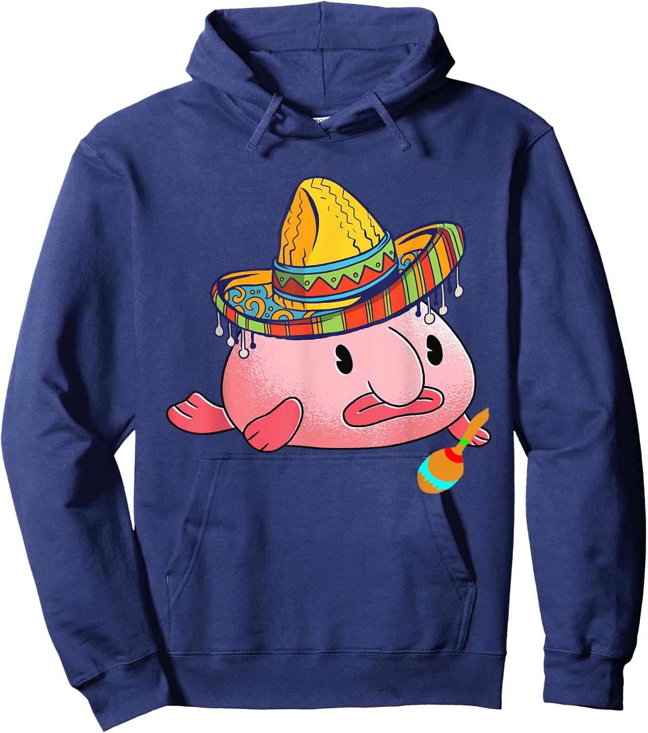 Blobfish Ugly Fish Deep Sea Funny Sombrero Costume Hoodie - Hoodie | Navy