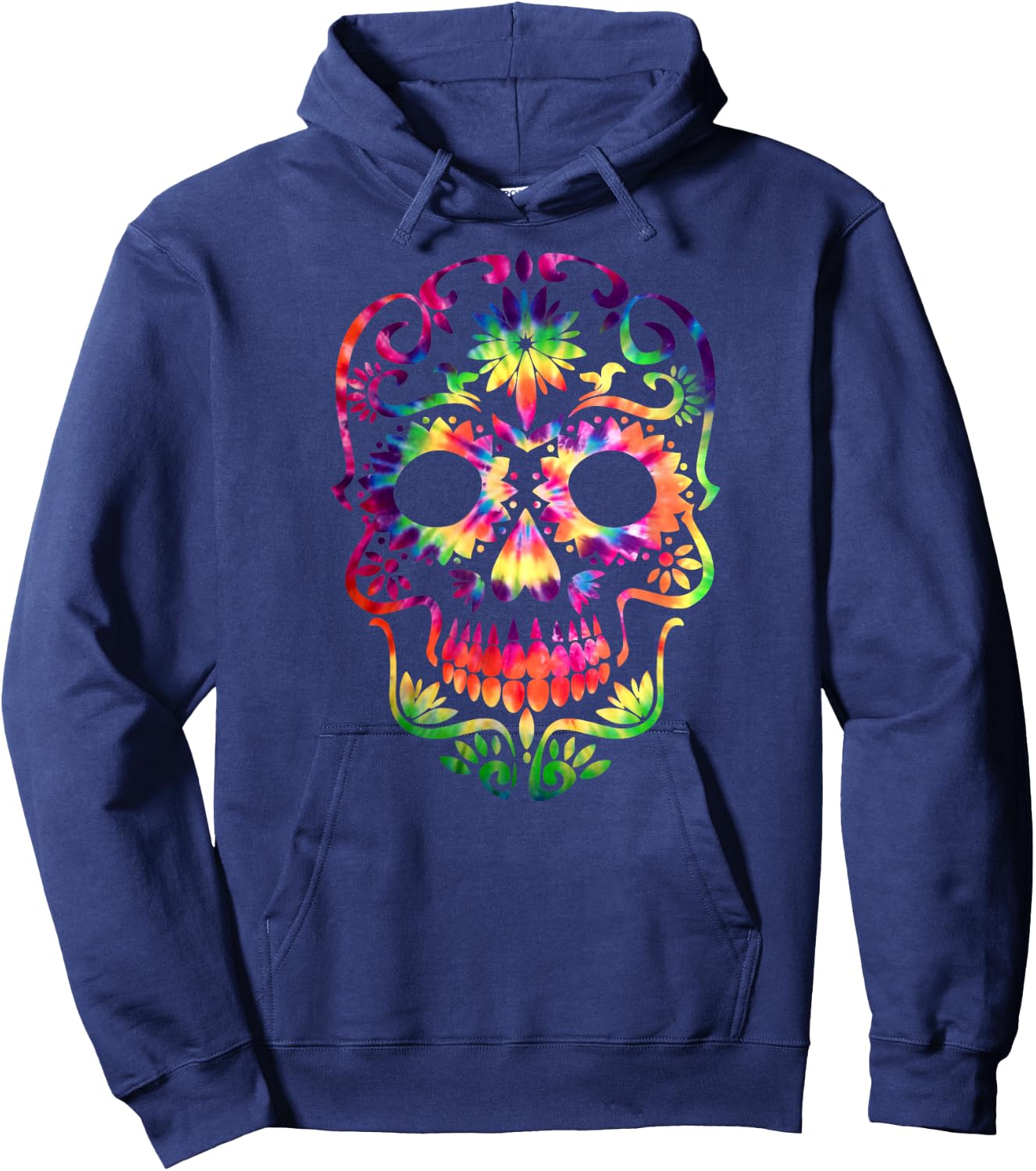 Tye Dye Day of the Dead Shirt Art 70's Style Sugar Skull Hoodie - Hoodie | Navy