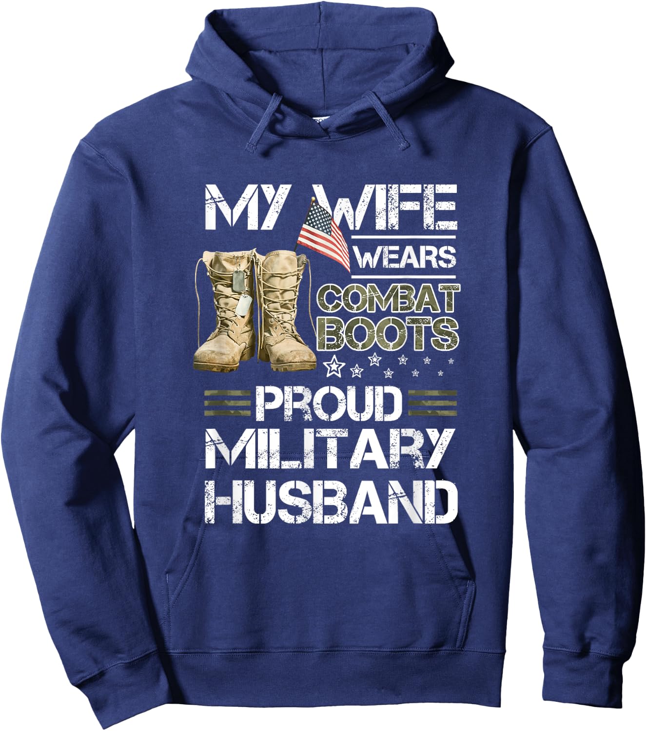 My Wife Wears Combat Boots Proud Military Husband Hoodie - Hoodie | Navy