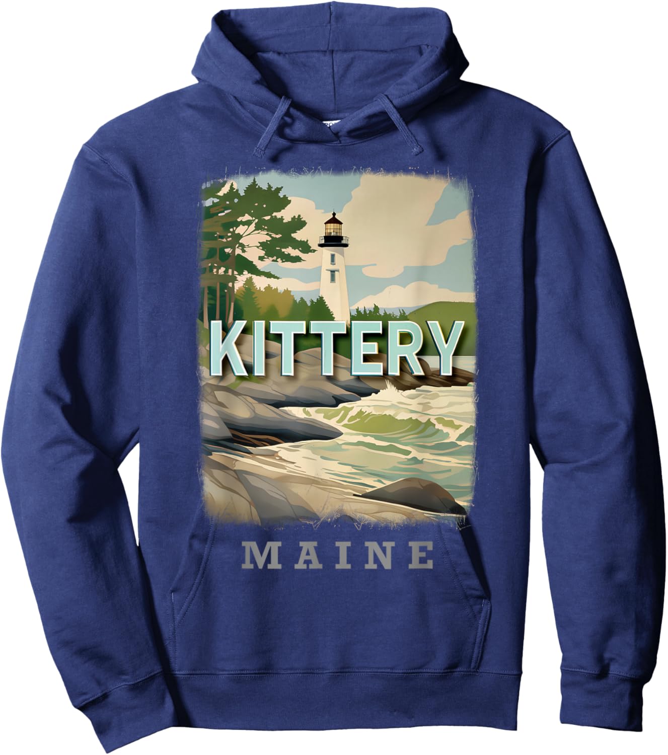 Kittery Maine ME Coastal Charm SD184 Hoodie - Hoodie | Navy