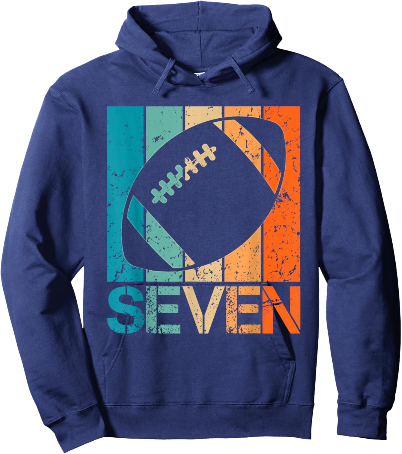 7th Football Birthday 7 Year Old 7yr Boys Birthday Football Hoodie - Hoodie | Navy