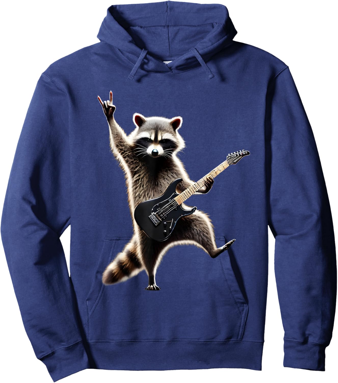 Rock Raccoon Heavy Retro Roll Animal Lovers Metal Music Hoodie - Hoodie | Navy