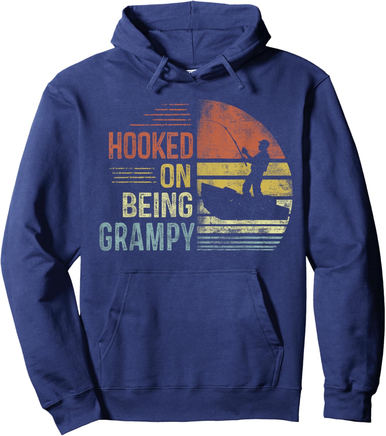 Hooked On Being Grampy Fishing Gifts Grampy Father's Day Hoodie - Hoodie | Navy