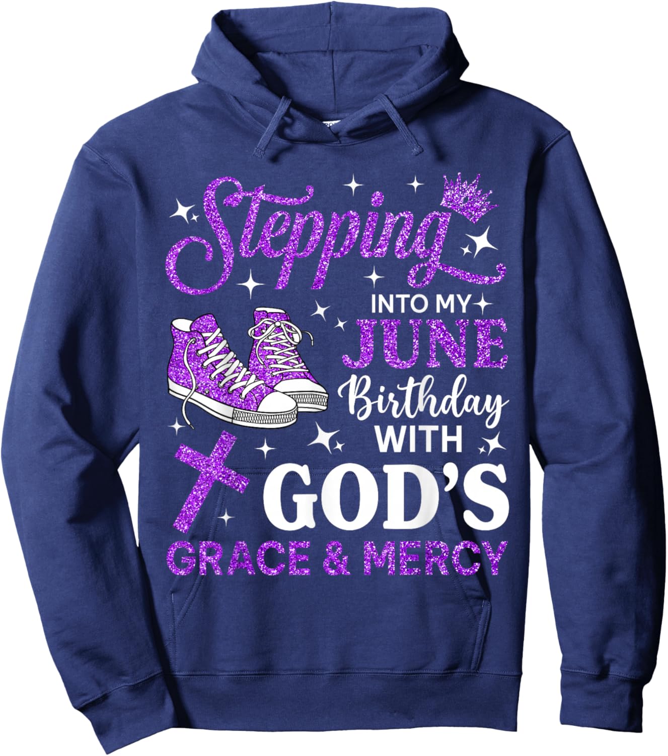 Stepping Into My June Birthday Women Girls Sneakers Hoodie - Hoodie | Navy