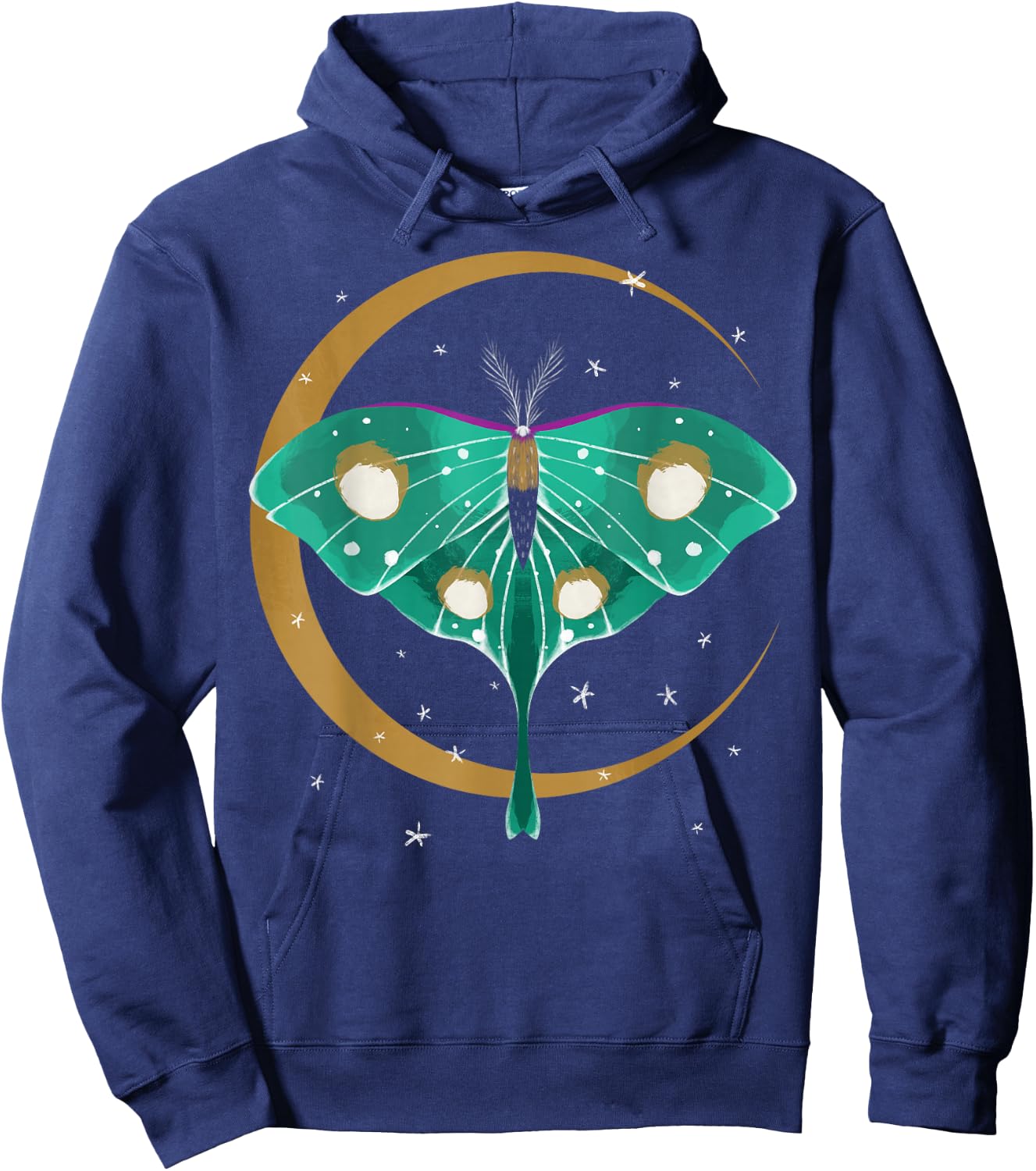 Cute Luna Moth Beautiful Butterfly Insect Lover Themed Hoodie - Hoodie | Navy
