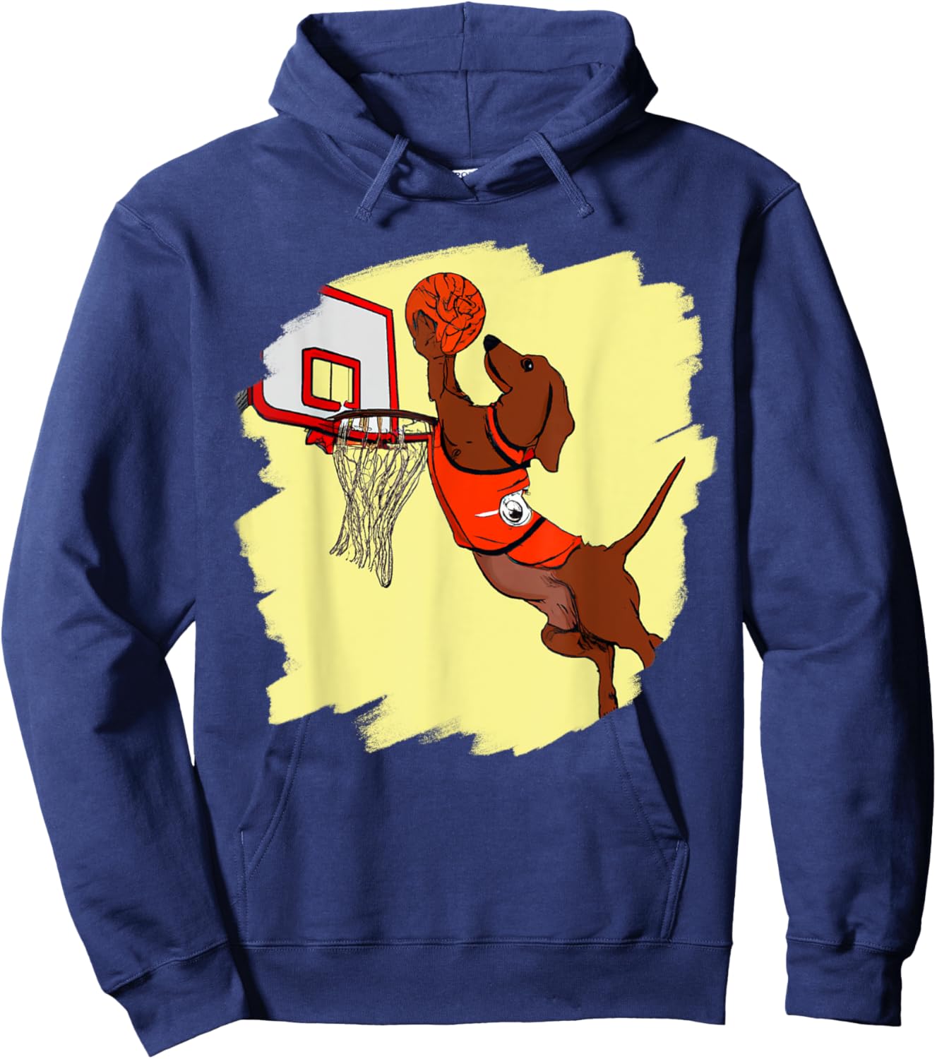 Dachshund Chiweenie Wiener Dog Playing Basketball Funny Dog Hoodie - Hoodie | Navy