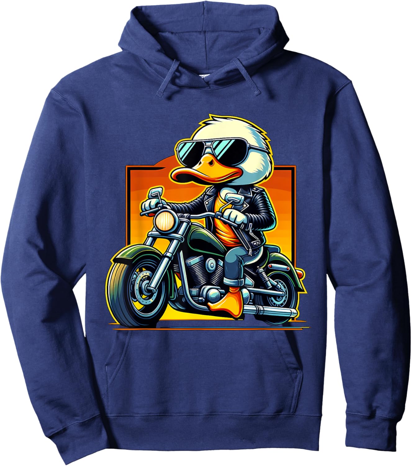 Biker Duck Riding Motorbike Hoodie - Hoodie | Navy