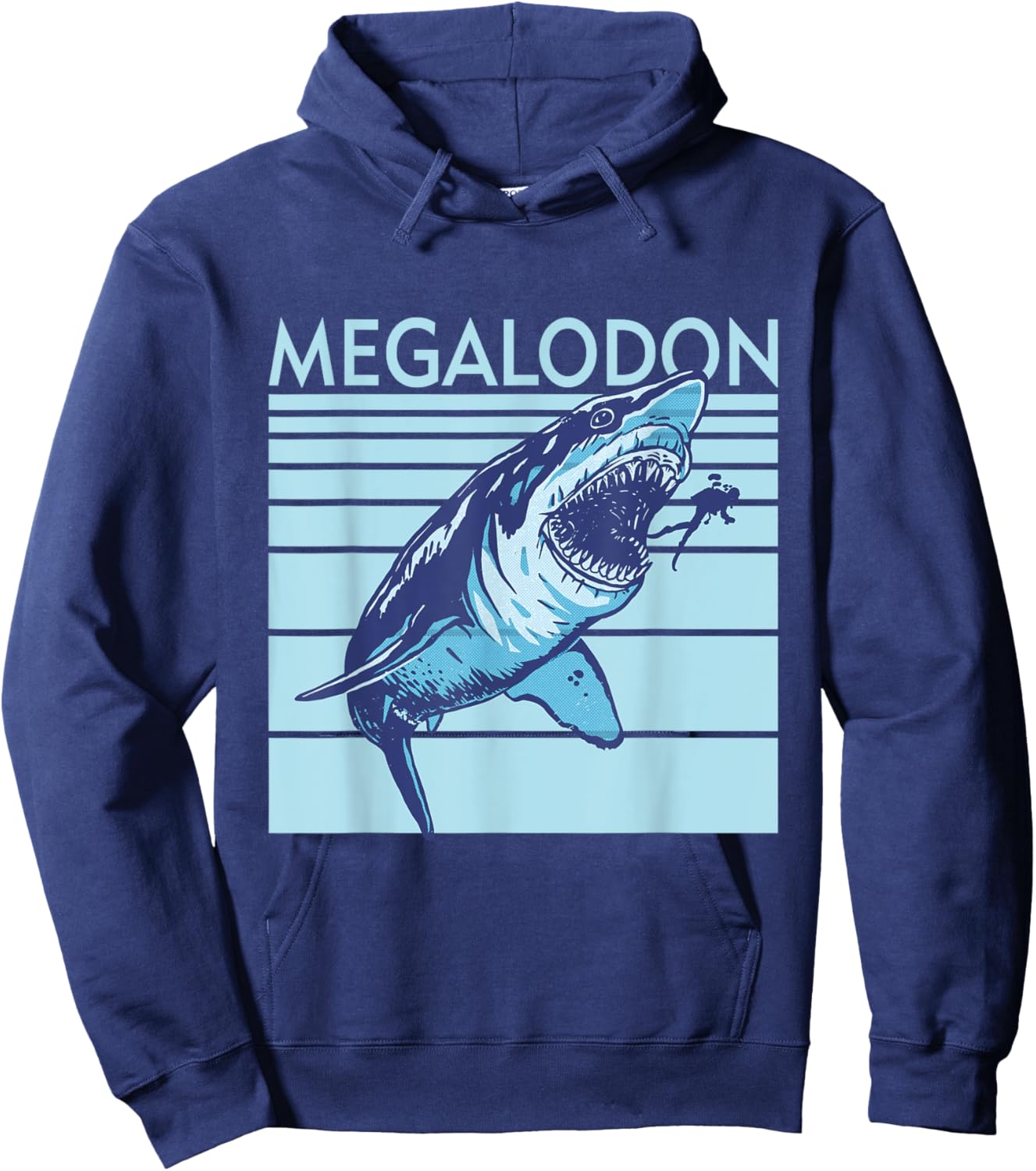 Megalodon Shark Fossil Tooth Hunter Paleontology Ocean Water Hoodie - Hoodie | Navy