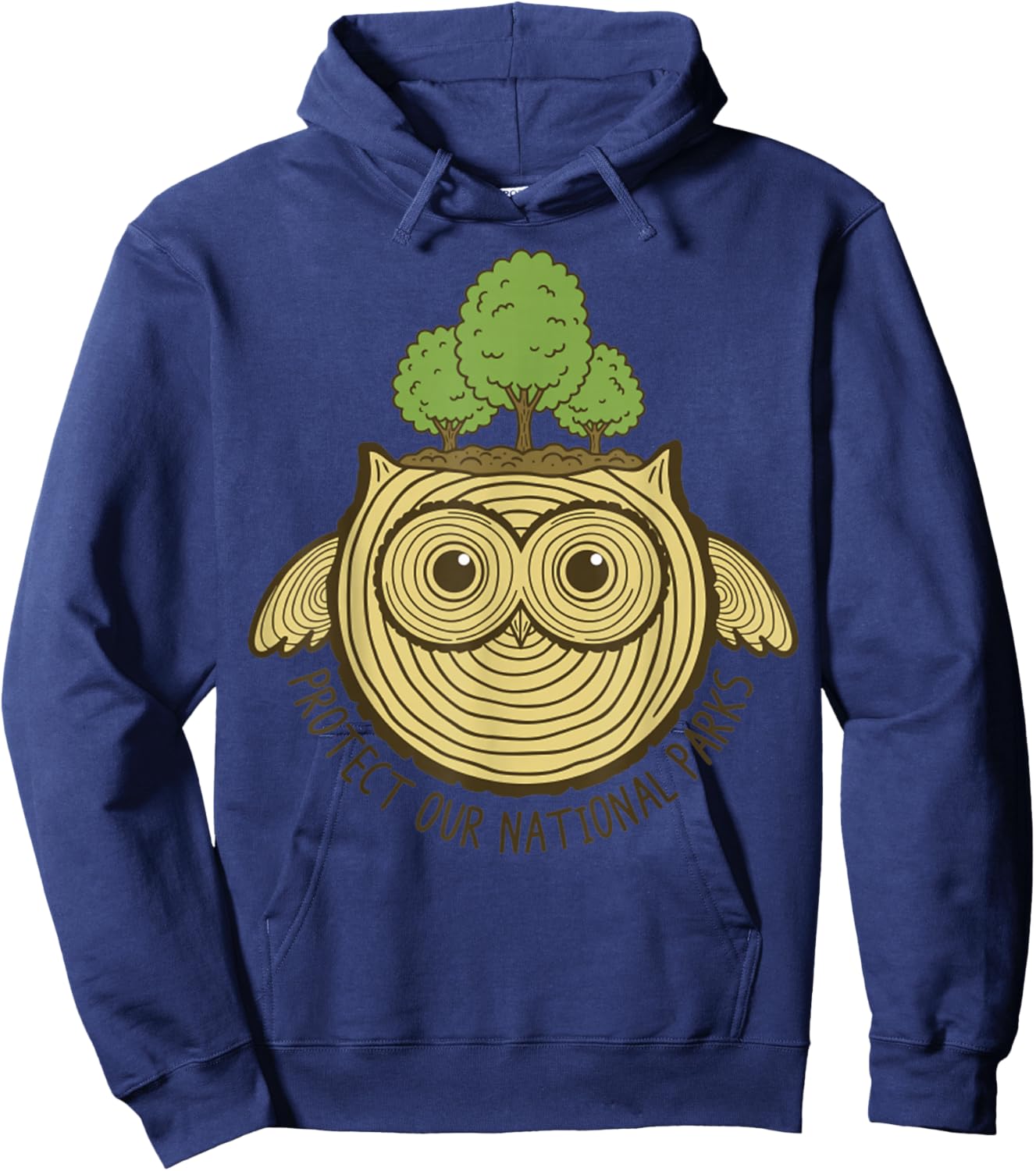 Protect Our National Park Owl Tree Rings Nature Conservation Hoodie - Hoodie | Navy
