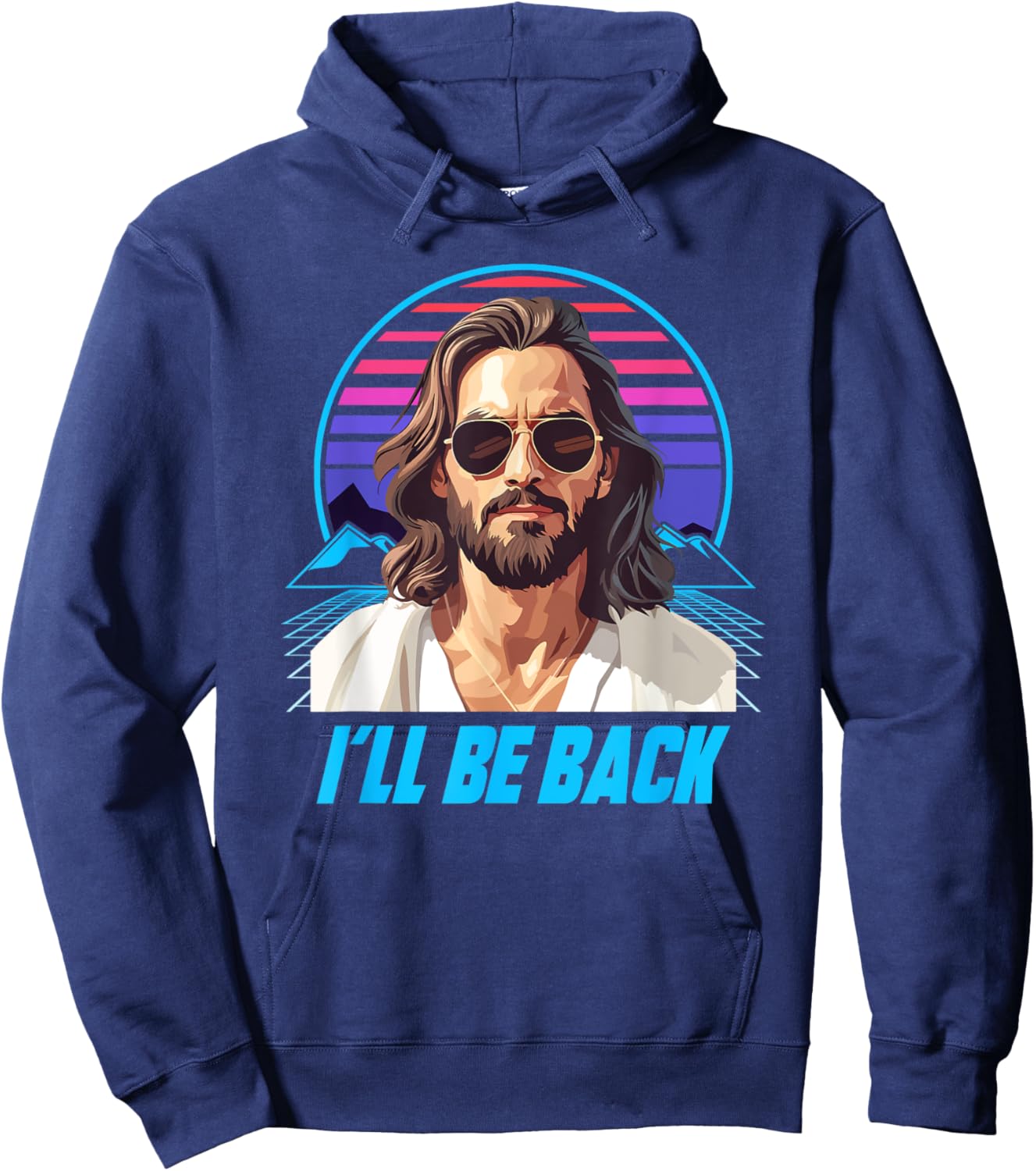 Jesus I´ll Be Back 80s Hoodie - Hoodie | Navy
