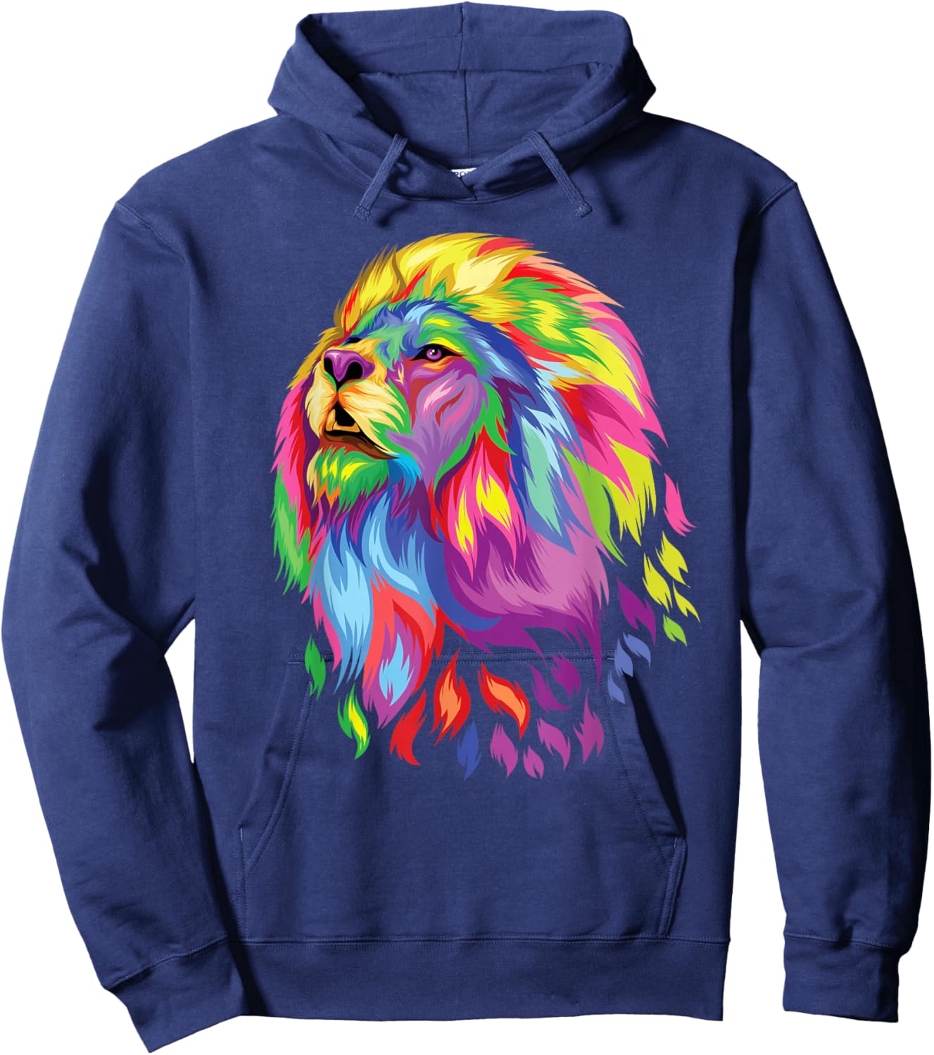 colorful lion head art face for lover King Africa Animals Hoodie - Hoodie | Navy