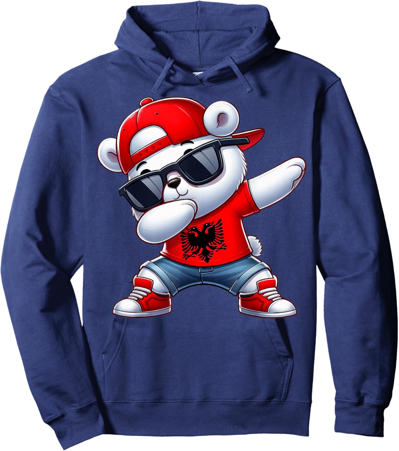 Albanian Bear Albania Dabbing Dab Boys Kids 2025 Hoodie - Hoodie | Navy