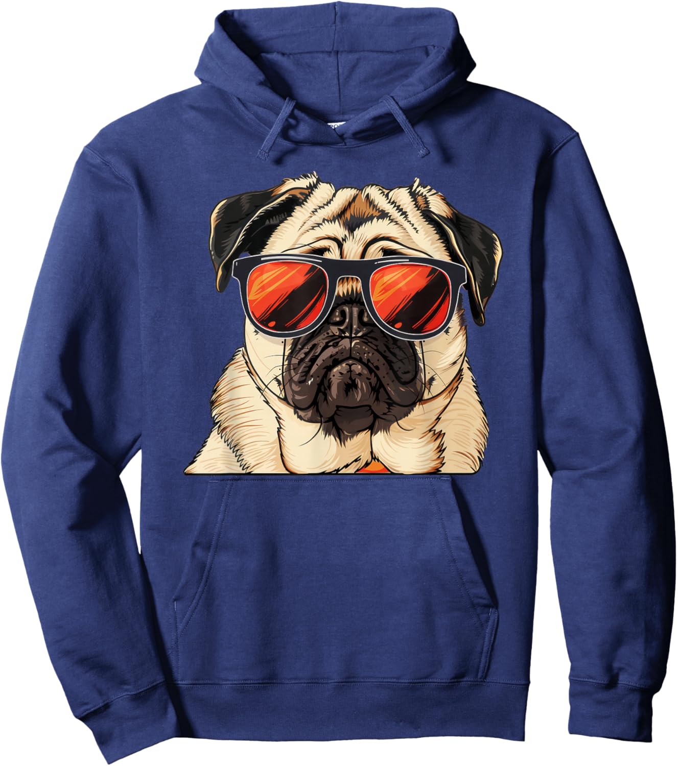Pug Dog Sunglasses Hoodie - Hoodie | Navy