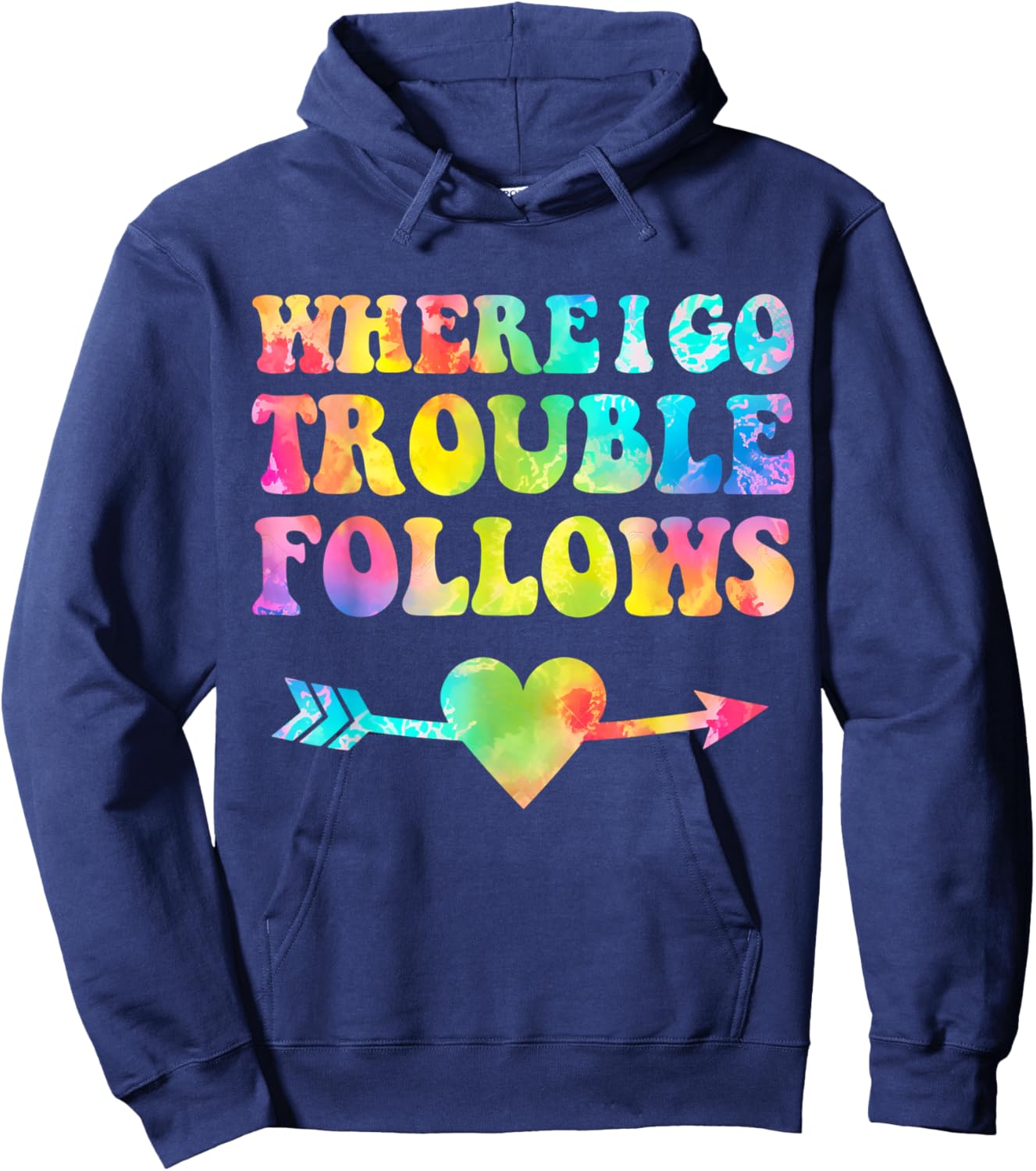 Where I Go Trouble Follows Couple Hoodie - Hoodie | Navy
