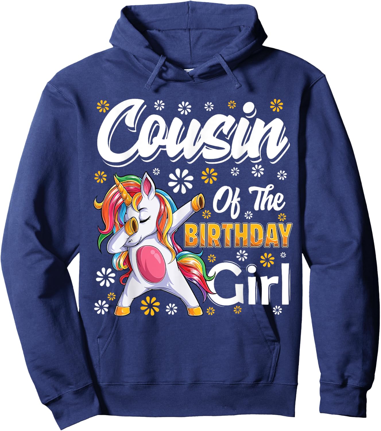 awesome dabbing unicorn birthday Cousin Family Matching Hoodie - Hoodie | Navy