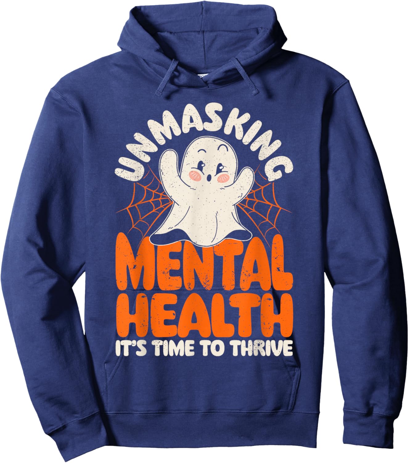 Mental Health Unmasking Mental Health Halloween Hoodie - Hoodie | Navy