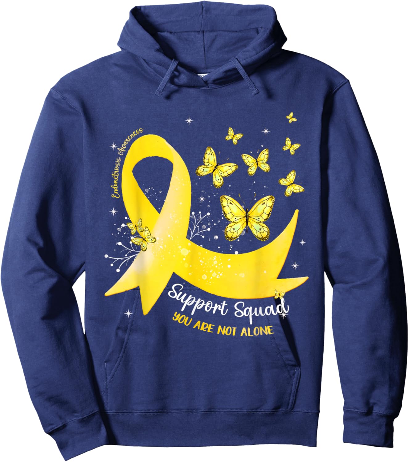 Support Squad Yellow Ribbon Endometriosis Awareness Hoodie - Hoodie | Navy
