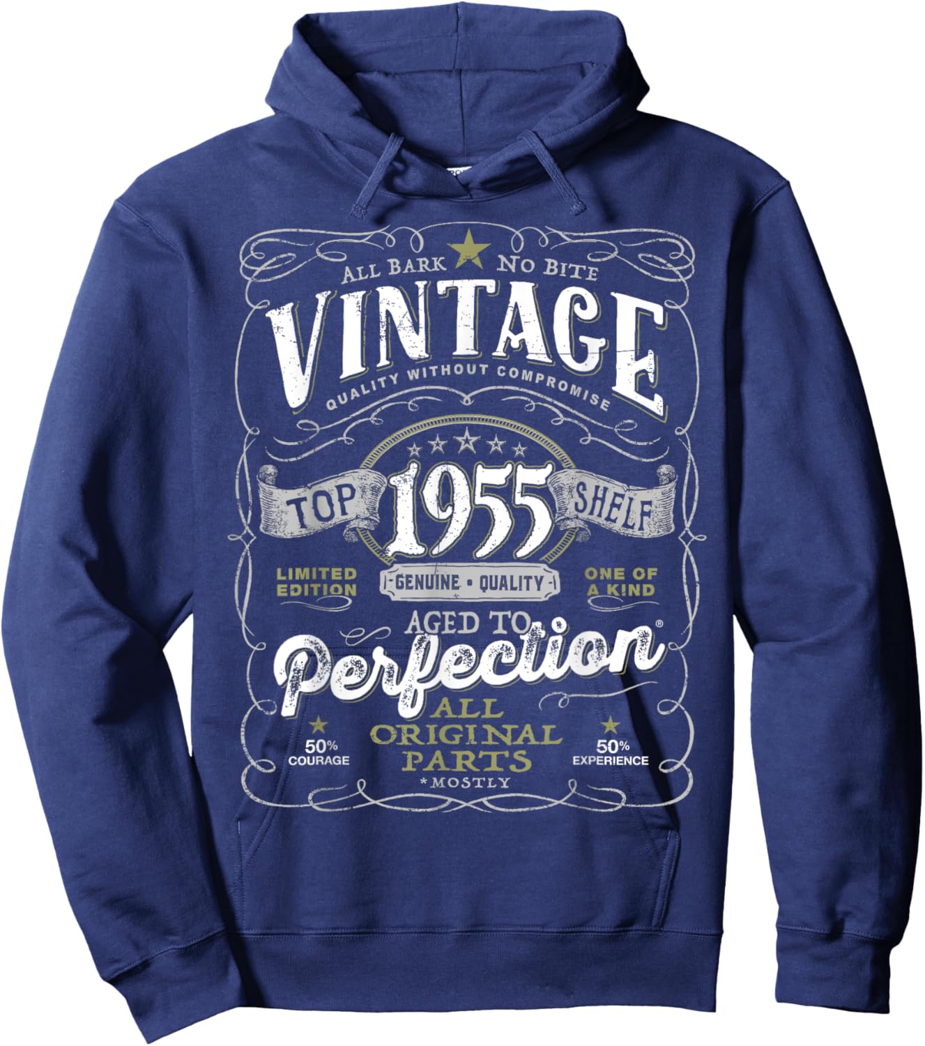 70th Birthday Vintage 1955 Original Parts Mostly Hoodie - Hoodie | Navy