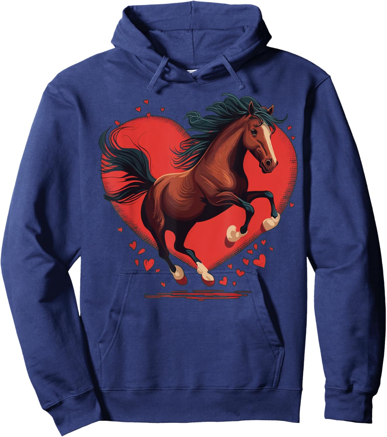 Horse Love Heart for Valentines Day on Horse Lover Hoodie - Hoodie | Navy
