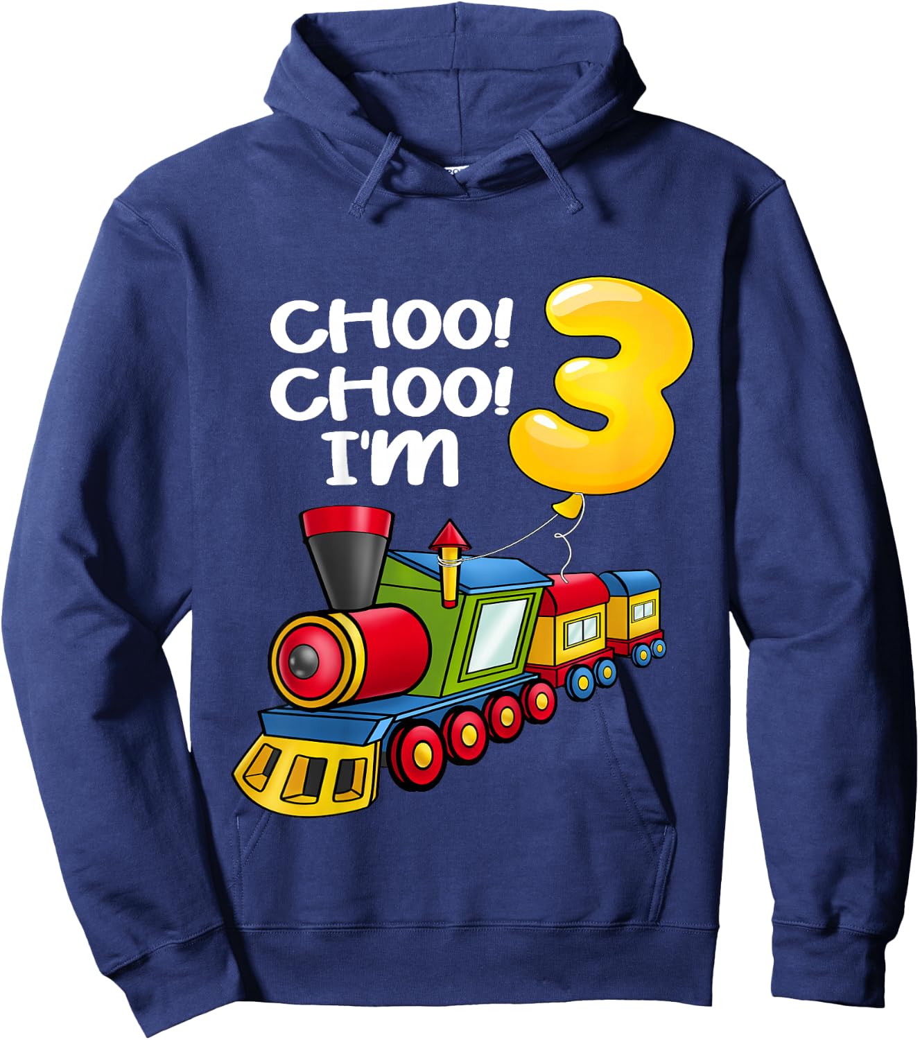 Kids Choo Choo I'm 3 Years Old Locomotive Boys Train 3rd Birthday Hoodie - Hoodie | Navy