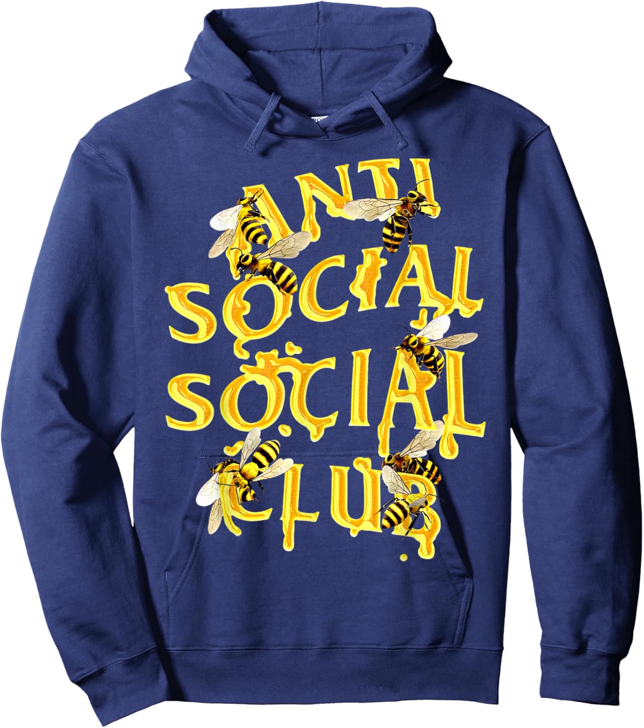 Retro Anti Social Club Bees Funny Introvert Women Men Hoodie - Hoodie | Navy